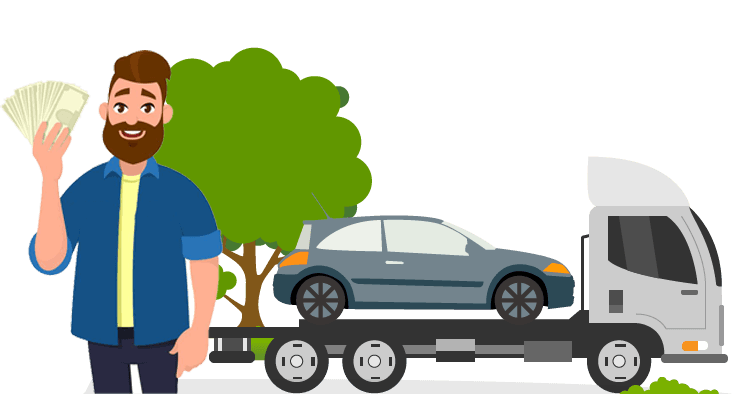 A man hold money from a scrap car sale